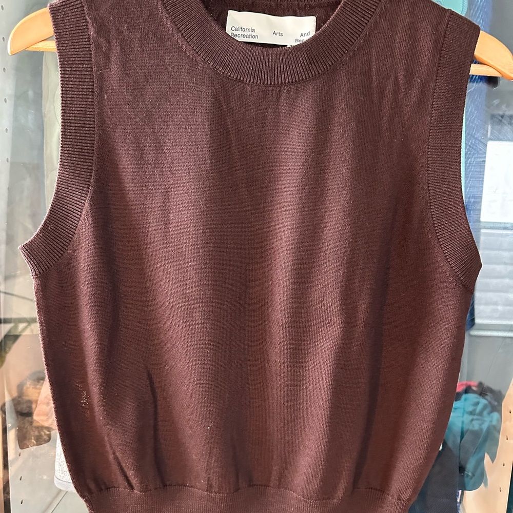 California Arts Chocolate Brown Sleeveless Knit Top